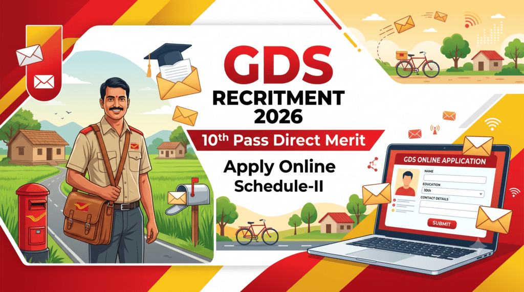 India Post GDS Recruitment 2026 Schedule-II 10th Pass Direct Merit Online Application Banner
