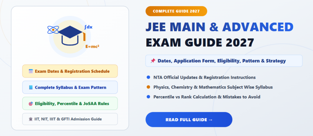 JEE Main & JEE Advanced 2027: Exam Date, Application Form, Syllabus, Eligibility, Pattern & Complete Guide