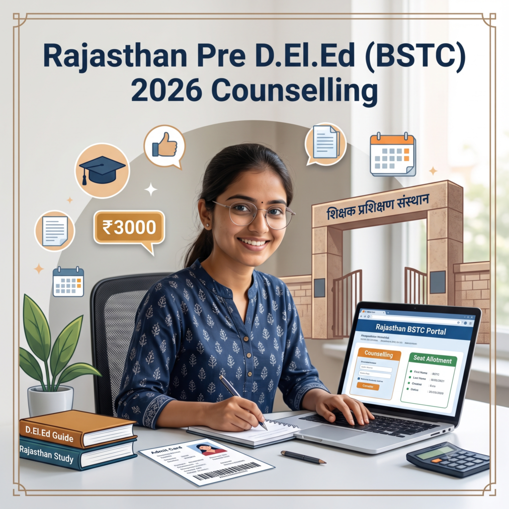 Rajasthan BSTC Pre D.El.Ed 2026 counselling registration, seat allotment result and college upward movement process guide