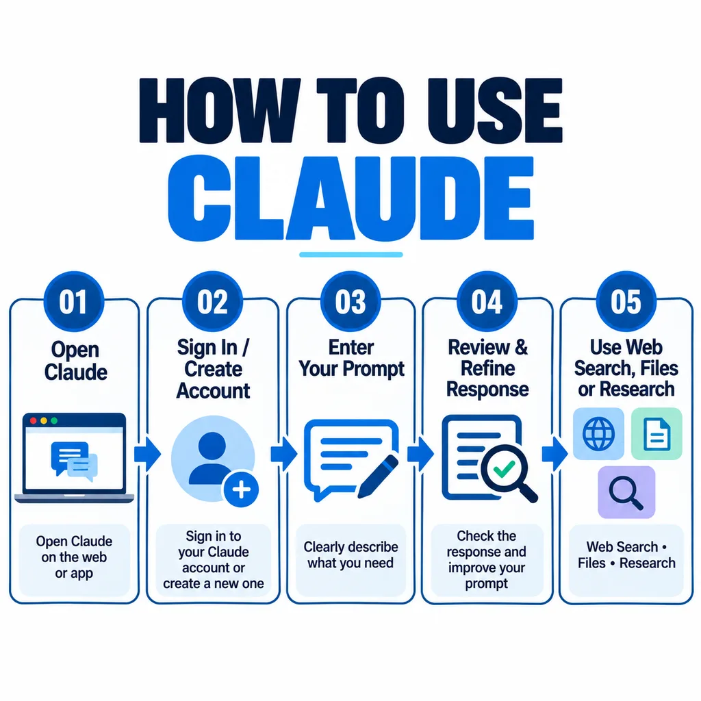 Claude AI Tool step by step usage process flowchart