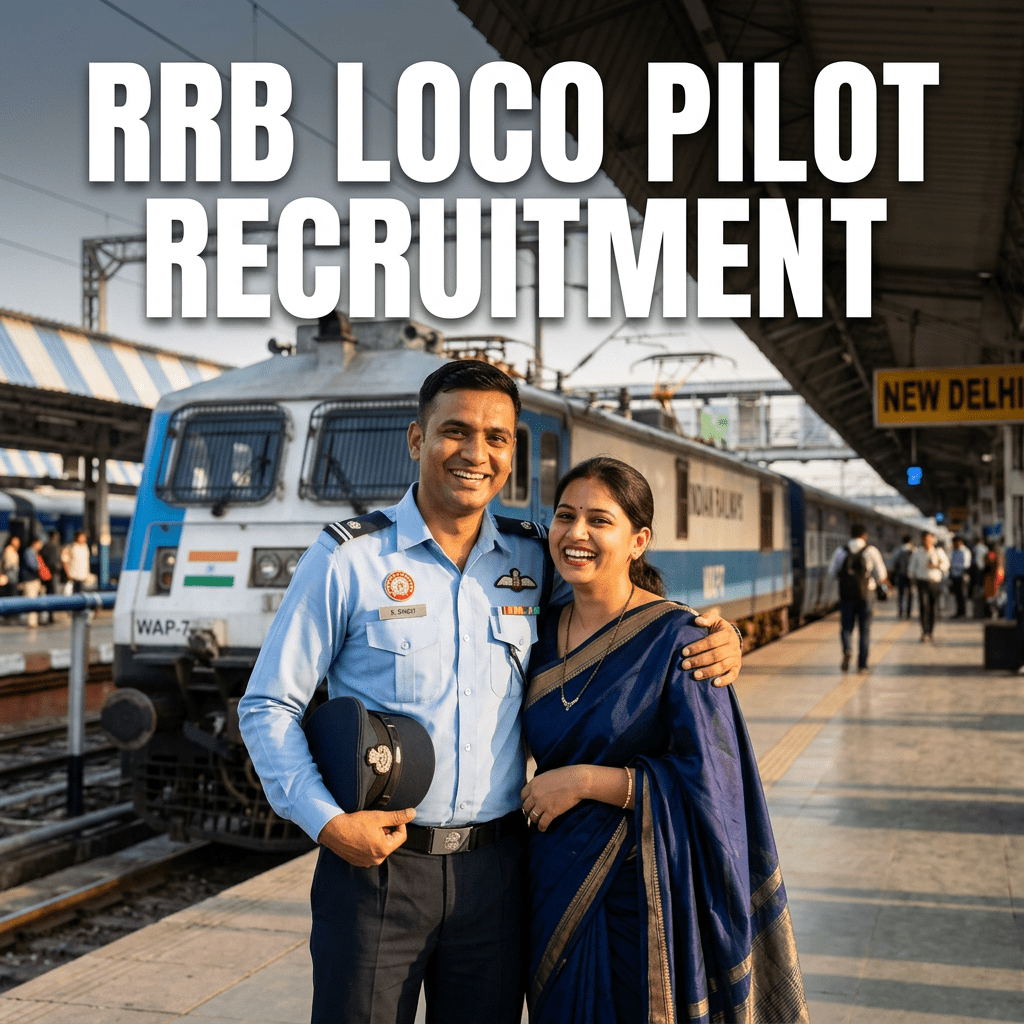 RRB LOCO PILOT RECRUITMENT; railway pilot and woman at New Delhi station