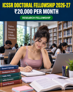 ICSSR Doctoral Fellowship 2026-27 eligibility and fellowship amount