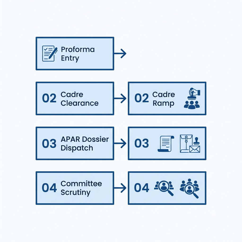 4-step deputation application process diagram for IMD New Delhi
