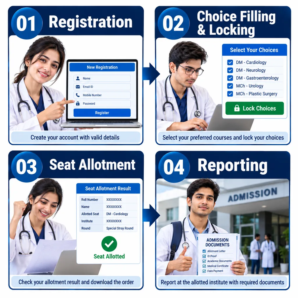 NEET SS Special Stray Counselling Process Flowchart