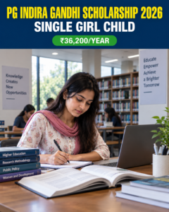 PG Indira Gandhi Scholarship 2026 for single girl child