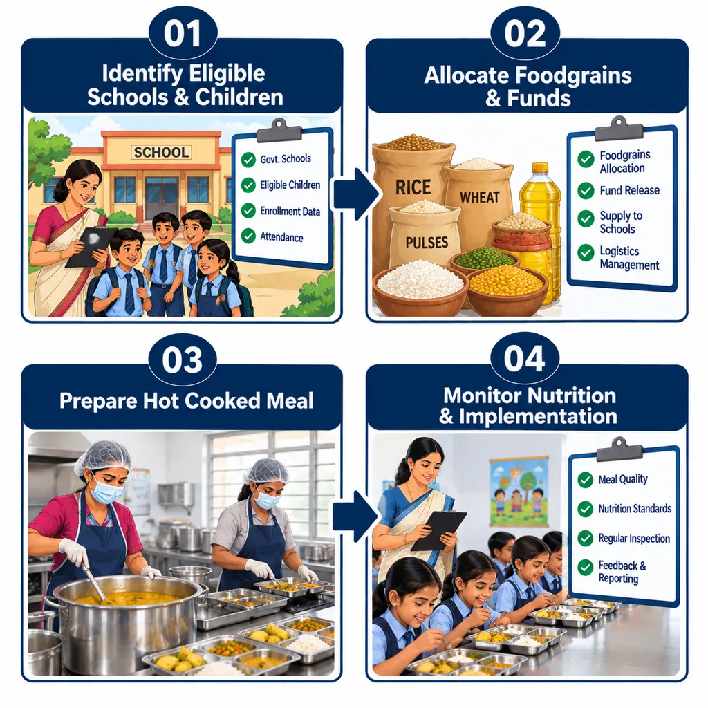 PM POSHAN Scheme implementation process